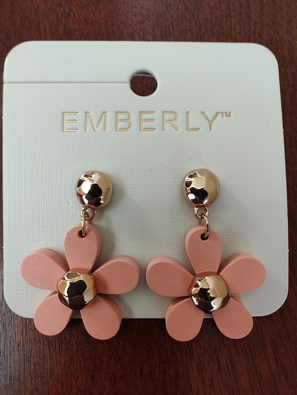 Emberly Pink Flower Drop Earrings